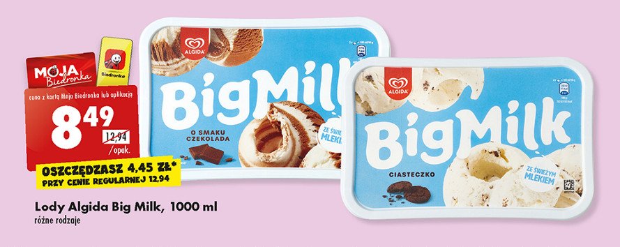 Lody czekolada Algida big milk promocje