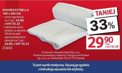 Kołdra Estrella 160x200 cm promocja w Selgros