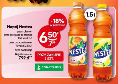 Napój Nestea peach, lemon promocja w Żabka