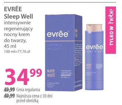 Krem do twarzy EVREE Sleep Well promocja w Hebe