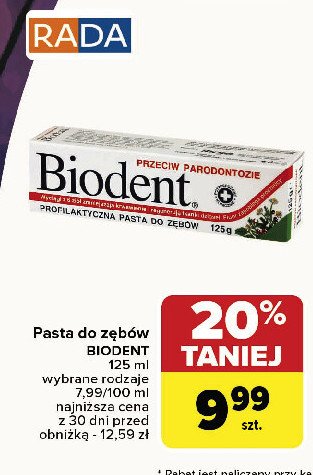 Pasta do zębów przeciw parodontozie Biodent promocja w Carrefour