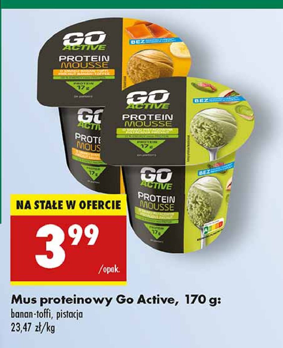 Mus banan-toffi Go active promocja w Biedronka