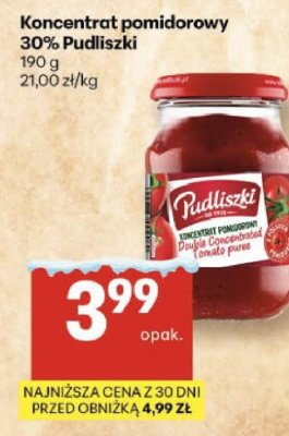 Koncentrat pomidorowy 30% Pudliszki 190g promocja w Delikatesy Centrum