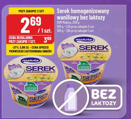 Serek waniliowy bez laktozy Maluta promocja