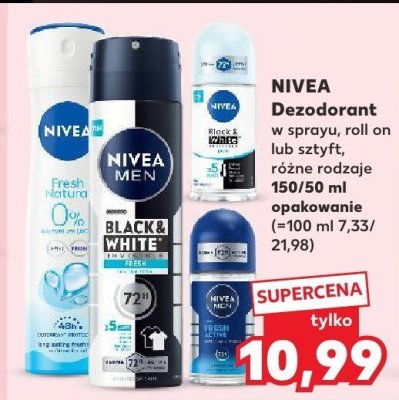 Dezodorant NIVEA w sprayu, roll on lub sztyft różne rodzaje 150/50 ml promocja w Kaufland