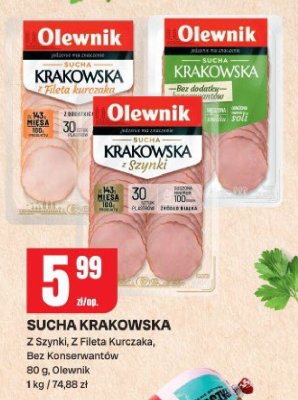 Sucha Krakowska Z Szynki, Z Fileta Kurczaka, Bez Konserwantów 80 g, Olewnik promocja w Chorten