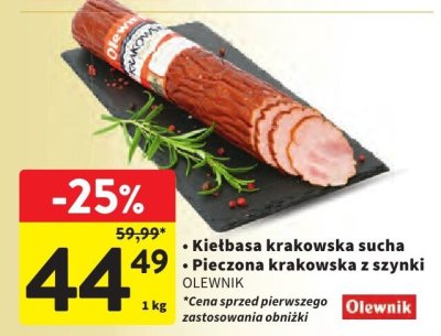 Pieczona krakowska z szynki OLEWNIK promocja w Intermarche