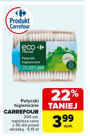 Patyczki higieniczne Carrefour eco planet promocja