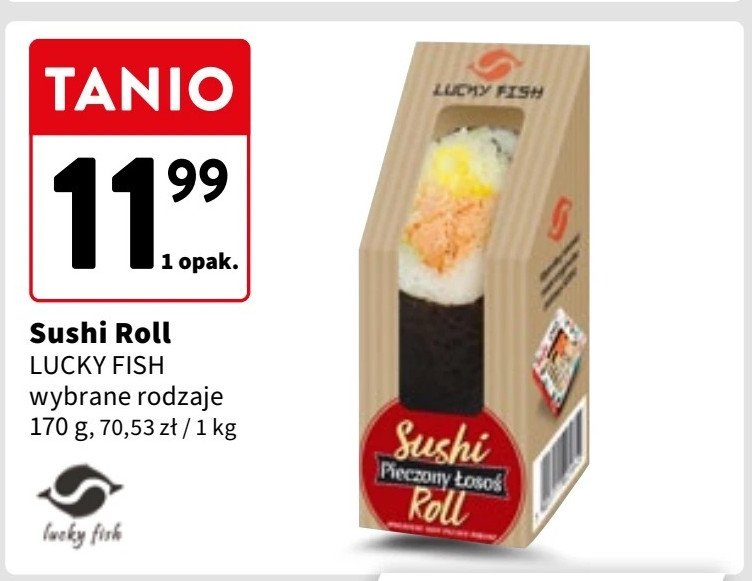 Sushi roll pieczony łosoś Lucky fish promocja w Intermarche