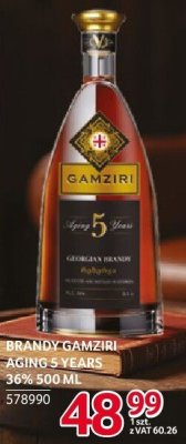Brandy Gamziri Aging 5 Years 36% 500 ml promocja w Selgros