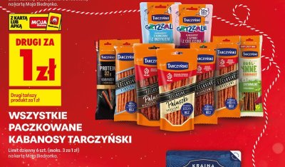 Kabanosy paczkowane Tarczyński - różne rodzaje promocja w Biedronka