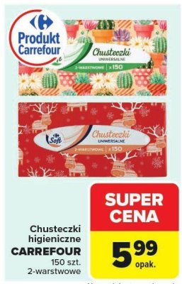 Chusteczki higieniczne CARREFOUR 150 szt. 2-warstwowe promocja w Carrefour