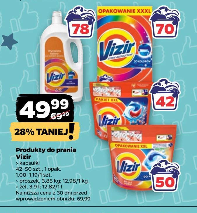 Kapsułki do prania większa siła odplamiania Vizir platinum pods promocja w Netto