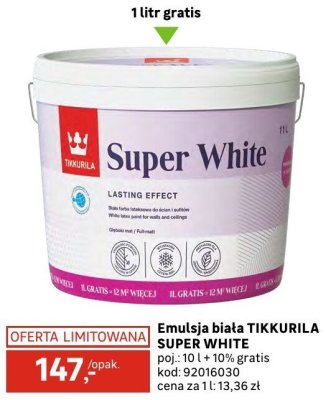 Emulsja biała TIKKURILA SUPER WHITE promocja w Leroy Merlin