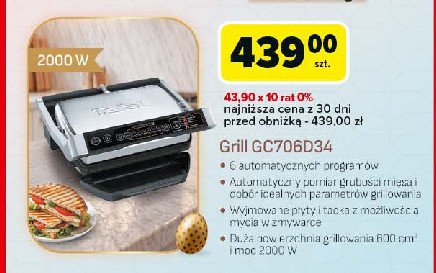 Grill beztłuszczowy gc 706d34 Tefal promocja w Carrefour