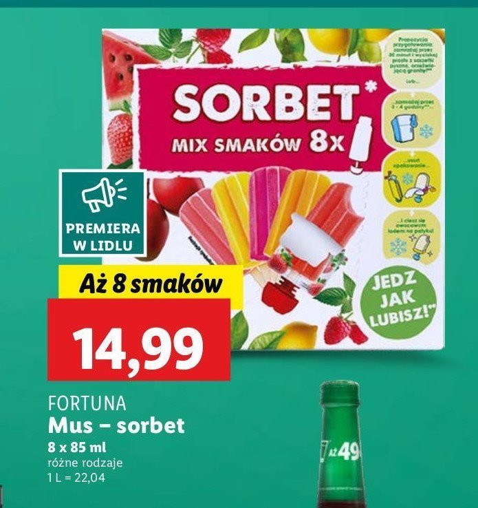 Mix sorbetów Fortuna promocja w Lidl