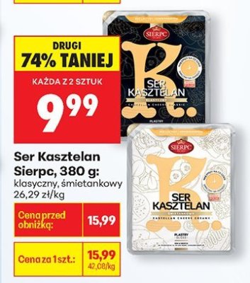 Ser Kasztelan Sierpc, 380 g klasyczny promocja w Biedronka