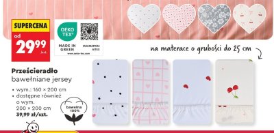 Prześcieradło bawełniane jersey 200x200 cm promocja w Biedronka