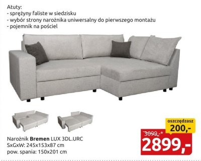 Narożnik Bremen LUX 3DL.URC promocja w Black Red White