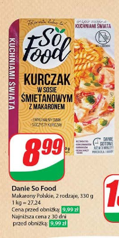 Kurczak w sosie śmietanowym z makaronem So food promocja