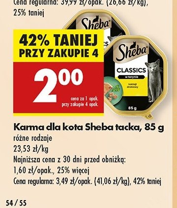 Karma dla kota pate z wołowiną Sheba classics promocja