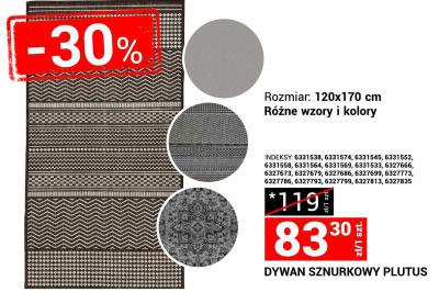 Dywan SZNURKOWY PLUTUS 120x170 cm różne wzory i kolory promocja w Merkury Market