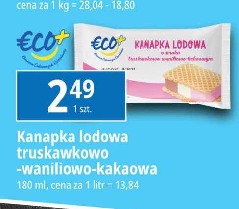 Kanapka lodowa waniliowo-truskawkowo-kakaowa Eco+ promocja