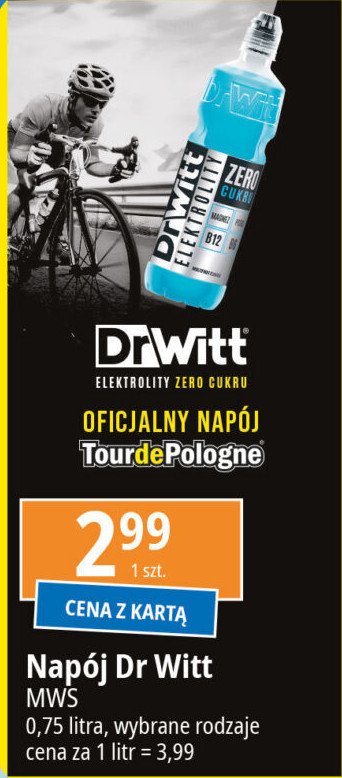 Napój elektrolity niebieski zero Dr witt promocja w Leclerc