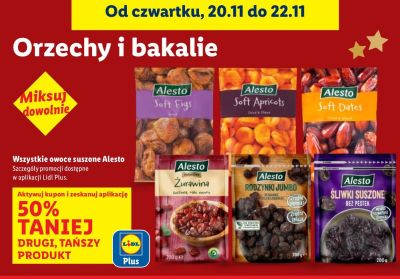 Owoce suszone Alesto -50% na drugi produkt promocja w Lidl