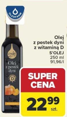 Olej z pestek dyni z witaminą D S'OLEJ promocja w Carrefour