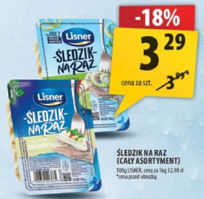 Śledź na raz (cały asortyment) Lisner promocja w Arhelan