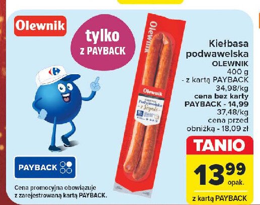 Kiełbasa podwawelska Olewnik promocja w Carrefour Market