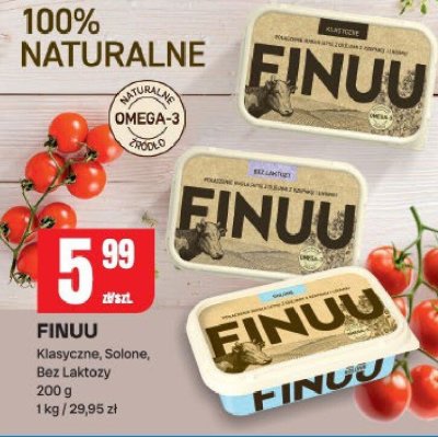Masło FINUU Klasyczne, Solone, Bez Laktozy 200g promocja w Chorten