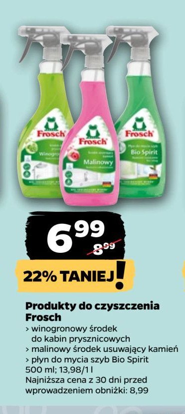 Spray do mycia okien bio spirit Frosch promocja w Netto