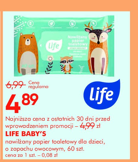 Papier toaletowy nawilżany dla dzieci Life (super-pharm) promocja