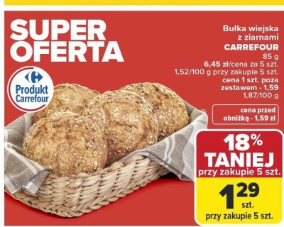 Bułka wiejska z ziarnami Nowel promocja w Carrefour Market