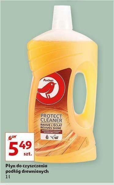 Płyn protect cleaner do czyszczenia podłóg nowoczesnych i klasycznych Auchan różnorodne (logo czerwone) promocja
