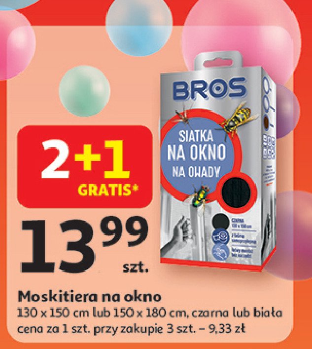Siatka na okno 150 x 180 cm czarna Bros promocja w Auchan