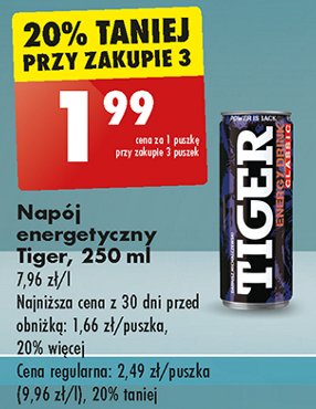 Napój original Tiger energy drink promocja w Biedronka