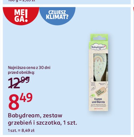 Grzebień i szczotka Babydream promocja w Rossmann