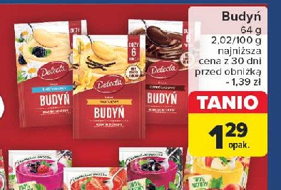 Budyń duży czekoladowy Delecta promocja w Carrefour