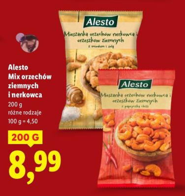 Mix orzechów ziemnych i nerkowca Alesto promocja w Lidl