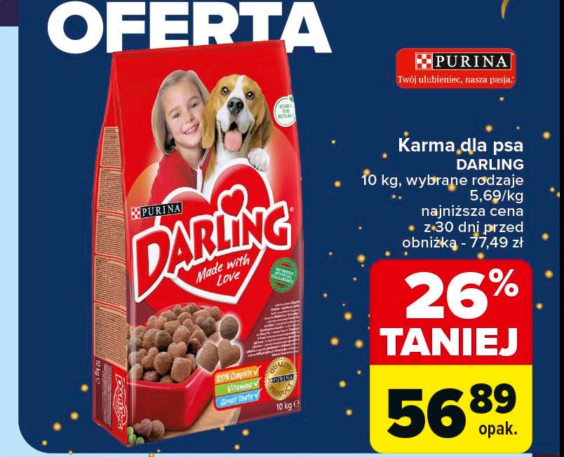 Karma dla psa mięso-warzywa Purina darling promocja