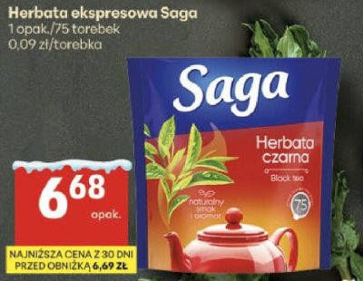 Herbata ekspresowa Saga promocja w Delikatesy Centrum