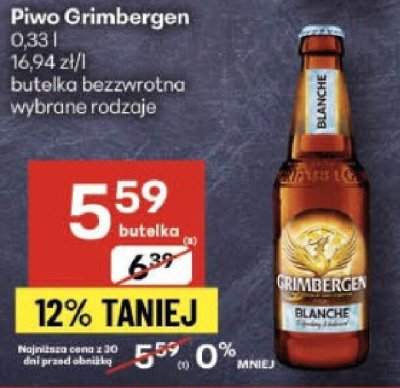 Piwo Grimbergen 0,33 l butelka bezzwrotna wybrane rodzaje promocja w Delikatesy Centrum