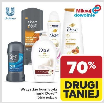 Wszystkie kosmetyki marki Dove różne rodzaje promocja w Carrefour