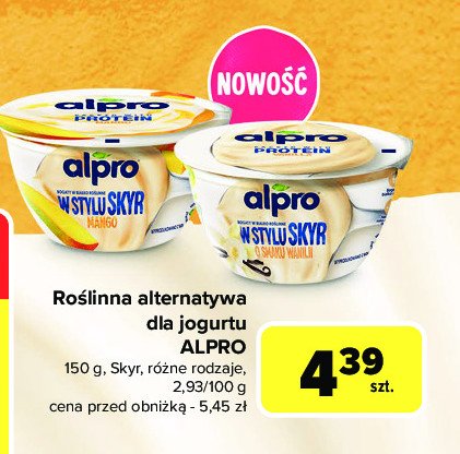 Jogurt mango ALPRO SKYR STYLE promocja w Carrefour Market