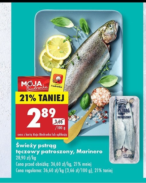 Pstrąg tęczowy patroszony Marinero promocja w Biedronka