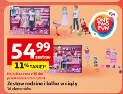 Zestaw rodzina i lalka w ciąży 16 elementów One Two Fun promocja w Auchan