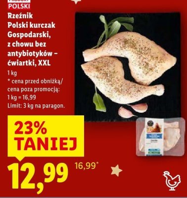 Kurczak Gospodarski, z chowu bez antybiotyków - ćwiartki, XXL promocja w Lidl